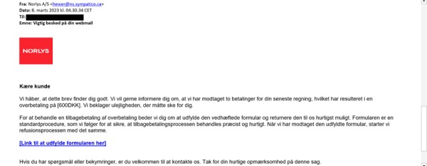 Fup-mails lokker med tilbagebetaling af regninger