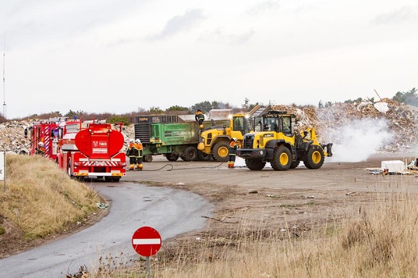 Brand på Genbrugspladsen